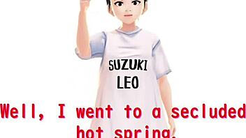 Anime girl tries mixed bath in secluded hot spring