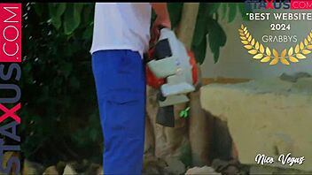Staxus Catches Gardener Masturbating, Offers Full Help In Nature