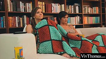 Brunettes lock lips before diving into wet pussy licking.