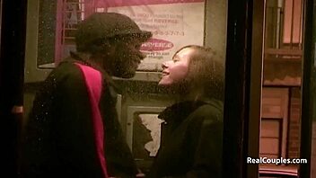 interracial couple's daring outdoor screw, oops forgot the spot