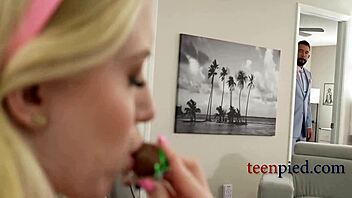 Step daughter dresses as the Duracell bunny in costume