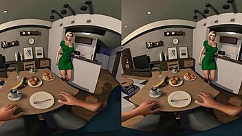 Visiting sweet aunt-in-law Marge in VR, she rides monster cock in cowgirl and doggystyle.