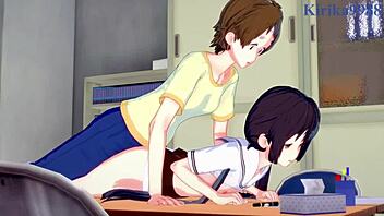 Hanako Honda and Chisato Higuchi go hard with futanari sex in Asobi Asobase hentai