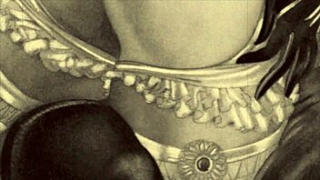 Vintage erotic drawings blending innocence and seduction in retro anime style