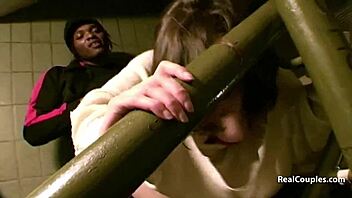 interracial couple's daring outdoor screw, oops forgot the spot