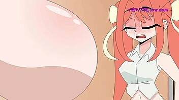 Huge breasts sticking out of the suit in public