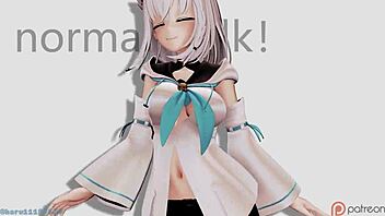 fubuki's rhythmic walk in cartoon anime