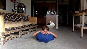 ginger moisther tease you in blue comedy nipples smiles try to lick myself