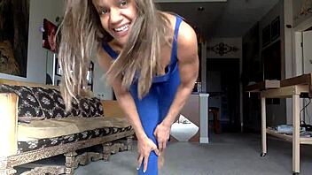 ginger moisther tease you in blue comedy nipples smiles try to lick myself