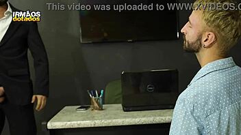 The greedy intern at work meets his boss's father-in-law for the first time, getting a blowjob from the mature pornstar with a monster cock.