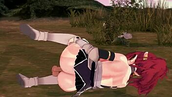 Is This Redhead Babe Ready For Hardcore Sex With Malty In 3D Hentai Outdoors, Cumshot Included?