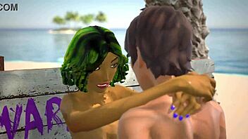 3dgspot oily babe with bubble butt gets pussy pounded by monster cock at beach 3d animation