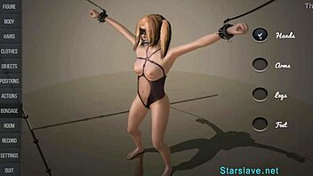Bound in bondage, she gets fucked by machine in Starslave 3D demo!
