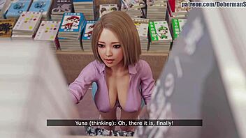 Big cock penetrates the ass in a Japanese bookstore