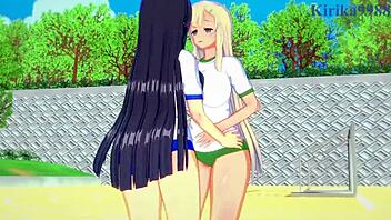 yomi, ikaruga, and katsuragi enjoy a casual night in senran kagura anime