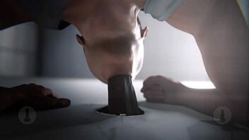 Watch this hard blowjob in the army bathroom, swallowing cum from game animation.