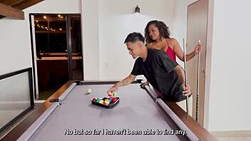 Hubby’s gone! His hung step-son bangs me hard on the pool table and I swallow every drop—Carla Morelli & Danyel Mast!