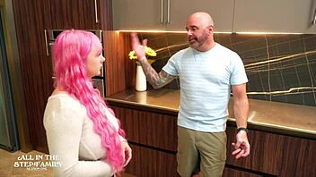 just chilling with stepdaughter skylar vox, ended up with cum on her tits