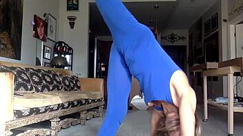 ginger moisther tease you in blue comedy nipples smiles try to lick myself