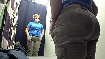 Curvy Milf Caught In Fitting Room With Big Tits And Ass