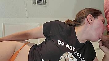 pale milf strips, sucks, and bangs in homemade clip with dirty chat