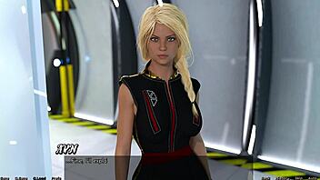 blonde virgin discovers me with her step sister in space