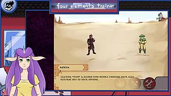 Small-boobed trainer masters the four elements in this animated porn