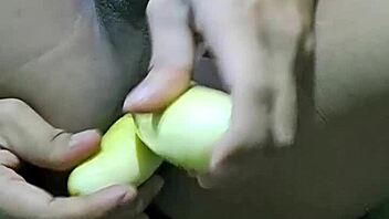 Twink gay anal scene with a refreshing cucumber in Myanmar