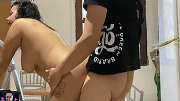 Naughty Wife Teases Technician with No Underwear On