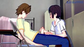 Hanako Honda and Chisato Higuchi go hard with futanari sex in Asobi Asobase hentai