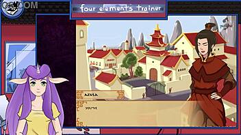 Small-boobed trainer masters the four elements in this animated porn