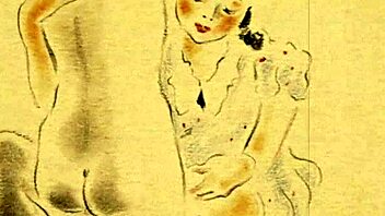 Vintage erotic drawings blending innocence and seduction in retro anime style