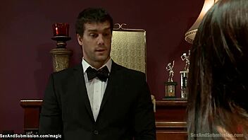 Butler Fucks Busty Babe In Bondage