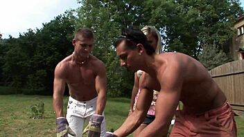 Threesome With 2 Gay Muscle Boy