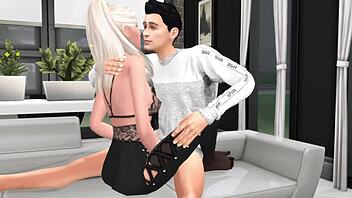 Young girl seduces her neighbor for a footjob and cunnilingus