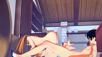 Asuna dominates Kirito with intense creampie and blowjob in Sword Art Online hentai