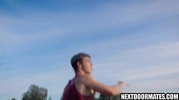 athletic guys do blowjob and rimjob before bareback fucking after workout