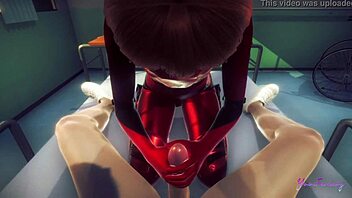 Is Asuka femboy ready to swallow all that cum in Evangelion?