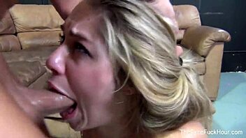 Blonde Babe Getting Her Throat Filled In Hardcore Blowjob Scene