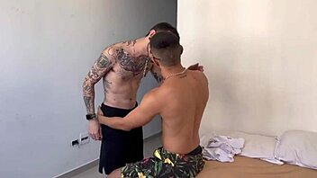 tattooed friend surprises with big cock