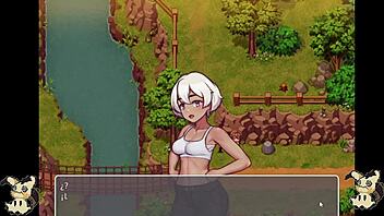 Did you see that? Spying on the blacksmith's big ass in the bathroom during our hentai game countryside life, part 4, and catching those huge tits!