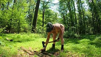 hey pawg lumberjack, stripping naked in the woods?