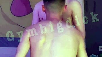 Gay asian couple fucks bareback