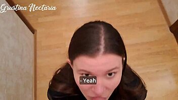 My ex-classmate made an unexpected offer in pov homemade scene with skinny brunette student