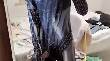 Watch this gay teen masturbate like Spider-Man?