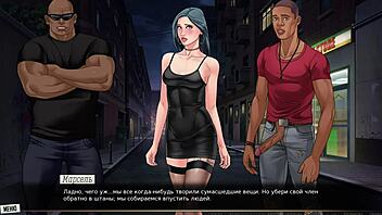 In this gameplay, the teen slut dances in bikini before getting double assfucked.