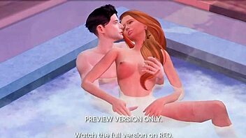 Hot tub romance in 3D hentai: naughty sex in the jacuzzi bath, preview version