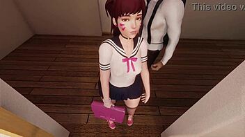 Teasing 3D hentai school detention featuring anal, assfucking, and interracial oral