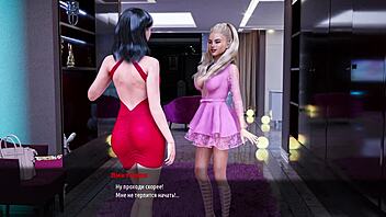 3D animated game with anime babes and BDSM anal finger play