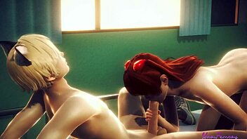 Is Asuka femboy ready to swallow all that cum in Evangelion?